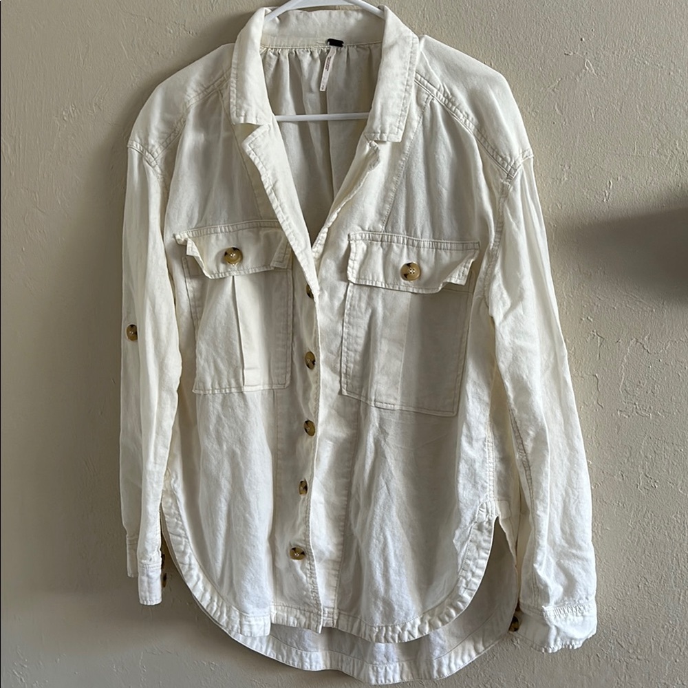 Free People White Button-Up Jacket